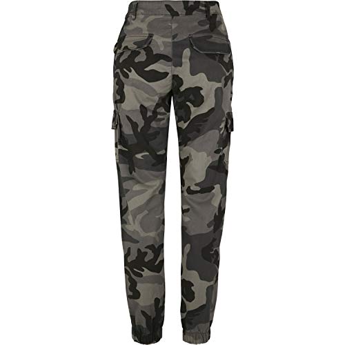 Urban Classics Ladies High Waist Cargo Pants Pantalones, Multicolor (Dark Camo 00784), 10 (Size: 27) para Mujer