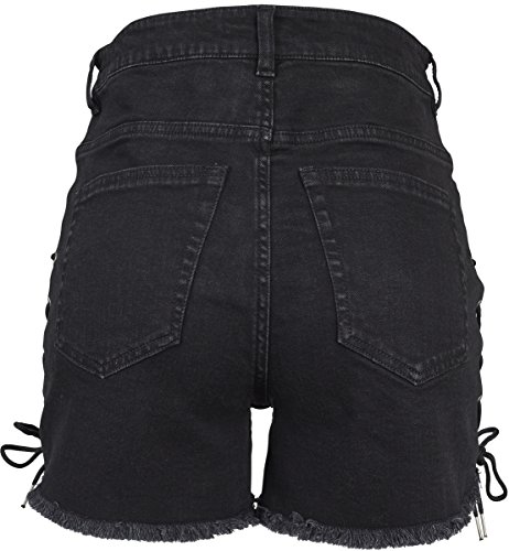 Urban Classics Ladies Highwaist Denim Lace Up Shorts Pantalones Cortos, BK/LGR, 31 para Mujer