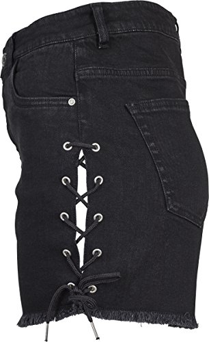 Urban Classics Ladies Highwaist Denim Lace Up Shorts Pantalones Cortos, BK/LGR, 31 para Mujer