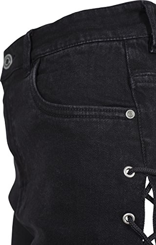 Urban Classics Ladies Highwaist Denim Lace Up Shorts Pantalones Cortos, BK/LGR, 31 para Mujer