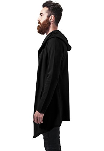 Urban Classics Long Hooded Open Edge Cardigan Sweater, Black, L para Hombre