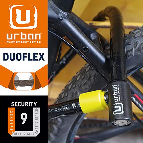 URBAN UR5120 Cadena Piton Antirrobo Articulado Duoflex Acero Reforzado Universal Bicicleta, Moto, Scooter 120cm, Adultos Unisex, Negro/Amarillo, 120 cm