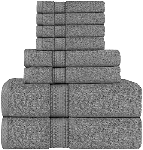 Utopia Towels - Juego de toallas; 2 toallas de baño, 2 toallas de mano y 4 toallitas - 100% Algodón (Gris)