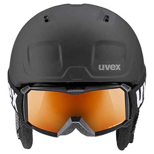 uvex heyya Pro Set Casco y Gafas de esquí, Unisex-Youth, Negro, 54-58 cm