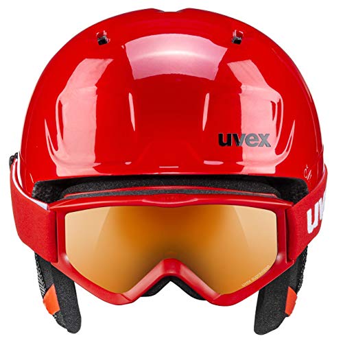 uvex heyya Set Casco y Gafas de esquí, Unisex-Youth, Rojo-Negro, 51-55 cm