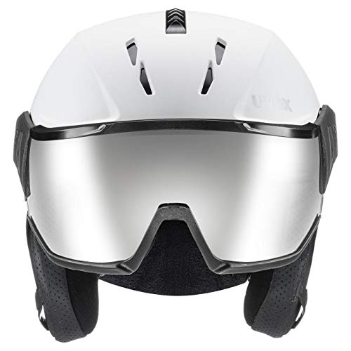 uvex instinct visor Casco de esquí, Adultos unisex, white-black mat, 56-58 cm