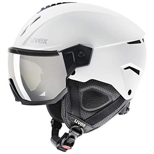 uvex instinct visor Casco de esquí, Adultos unisex, white-black mat, 56-58 cm