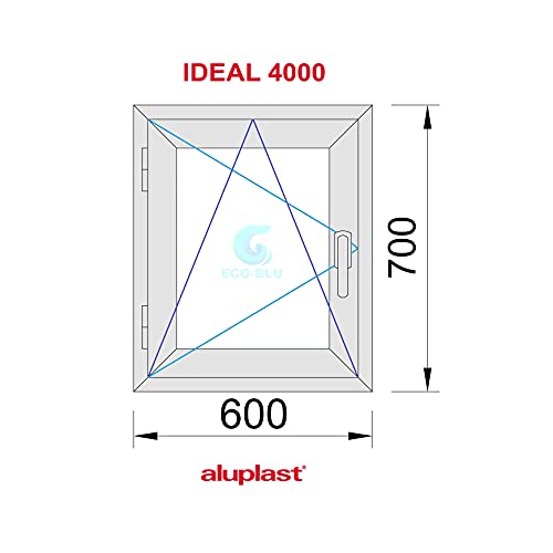 (V27M) Ventana Pvc 600x700 Izquierda Oscilobatiente Practicable Mate