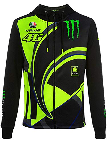 Valentino Rossi Responder-Monster Dual, Full Zip Hoodie Hombre, Negro, S