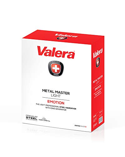 Valera Swiss Metal Master Light Emotion Secador metálico profesional, con generador de iones, 2000 vatios, Color Cromado/Rojo Ladrillo