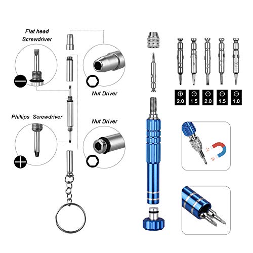 Vastar Kit de Reparación de Gafas - Viene con Un Destornilladores, Pinzas y Almohadillas para la Nariz, Una Herramientas Movil Adecuada para Reparar la Mayoría de las Gafas