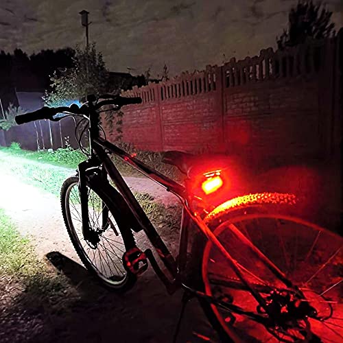 VASTFIRE - Juego de luces para bicicleta (aluminio recargable, 1000 LM, luz trasera y 5 modos, luces de bicicleta para noche