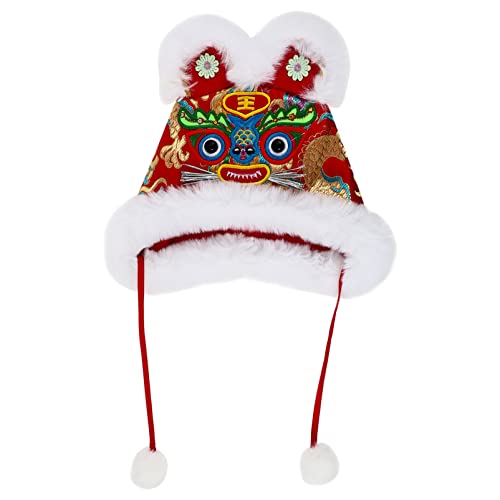 Veemoon Lindo sombrero de invierno de tigre de peluche con orejas novedad chino tigre sombrero caliente gorro de año nuevo chino sombrero para niños
