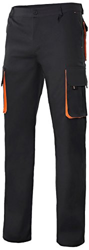 Velilla 103004/C0-16/T44 Pantalón Multibolsillos, Negro y Naranja, 44