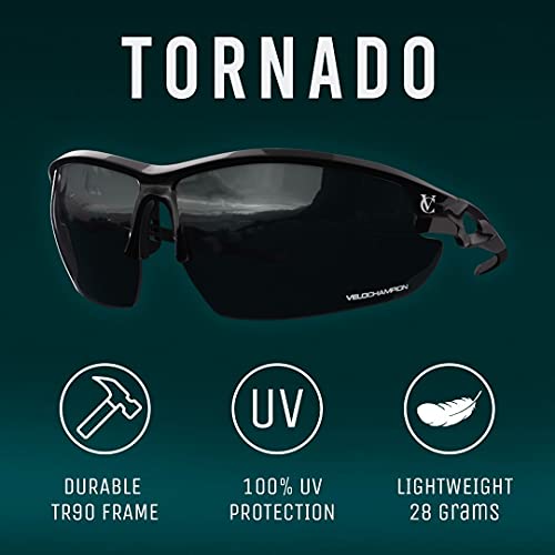 VeloChampion Tornado - Gafas de Sol con 3 Juegos de Cristales Intercambiables y Funda. Negro.