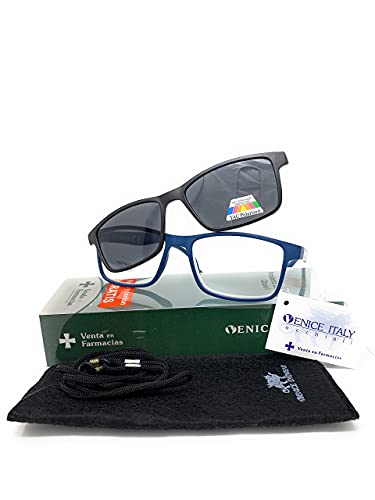 VENICE EYEWEAR OCCHIALI | Gafas de lectura 2 en 1 . SUPLEMENTO POLARIZADO IMAN unisex Venice. Protege tus ojos de la fatiga y del sol.. (BLUE, +3,50)