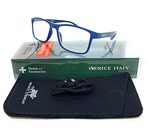 VENICE EYEWEAR OCCHIALI | Gafas de lectura 2 en 1 . SUPLEMENTO POLARIZADO IMAN unisex Venice. Protege tus ojos de la fatiga y del sol.. (BLUE, +3,50)