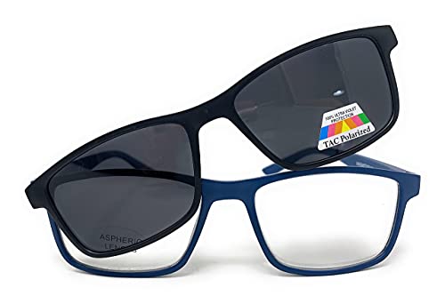 VENICE EYEWEAR OCCHIALI | Gafas de lectura 2 en 1 . SUPLEMENTO POLARIZADO IMAN unisex Venice. Protege tus ojos de la fatiga y del sol.. (BLUE, +3,50)