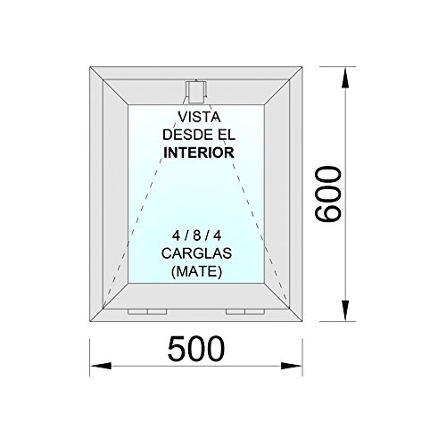 Ventanastock Aluminio 500x600 Basculante (Golpete) 1 hoja con cristal carglass (Climalit Mate)