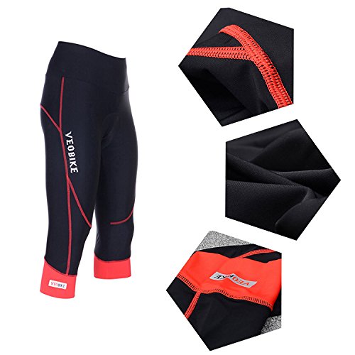 VEOBIKE Pantalones Cortos de Ciclismo Mujer, Traspirable Secado Rápido Pantalon Ciclismo con 3D Gel Acolchado para Correr Senderismo Bici