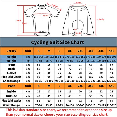 Verano Hombres Maillots de Ciclismo, Traje Ropa Manga Corta de Bicicleta y Culotte MTB con 5D Gel Acolchado