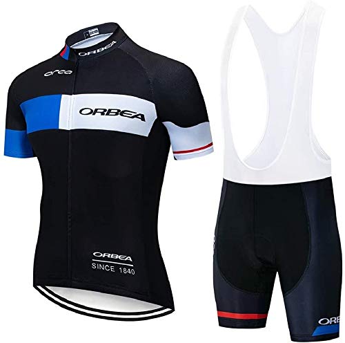 Verano Hombres Maillots de Ciclismo, Traje Ropa Manga Corta de Bicicleta y Culotte MTB con 5D Gel Acolchado