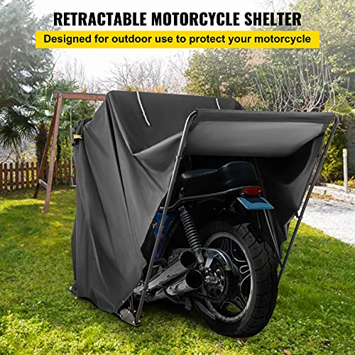 VEVOR Funda Moto de Tela Oxford 600D, Cubierta de La Motocicleta Tamaño L, Funda para Moto, a Prueba de UV, Lluvia, Polvo, Impermeable Cubierta, Color Negro (345 cm x 137 cm x 180 cm con Candado)