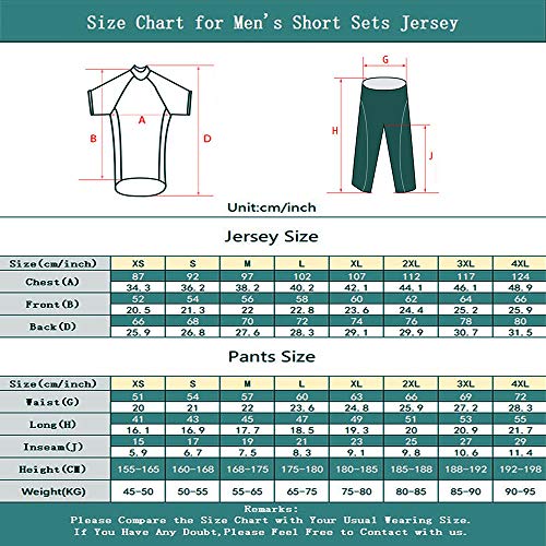 VFGSB Jerseys de Ciclismo para Hombres Mangas Cortas Ropa de Bicicleta Transpirable 5D Gel Pad Shorts Trajes de Ciclismo