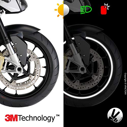 VFLUO Circular, (Paquete de 2) Kit de Cintas, Rayas Retro Reflectantes para Llantas de Moto (1 Rueda), 3M Technology, Anchura Normal : 7mm, Negro