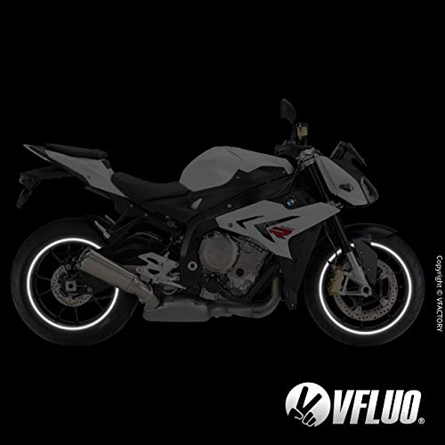 VFLUO Circular, (Paquete de 2) Kit de Cintas, Rayas Retro Reflectantes para Llantas de Moto (1 Rueda), 3M Technology, Anchura Normal : 7mm, Negro