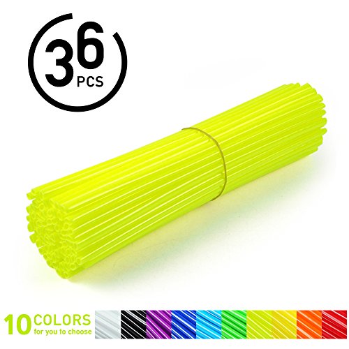 VGEBY 36Pcs Spoke Skins Cubierta del Radio de la Rueda para Motocross, Bicis de de la Suciedad - 10 Colores(Color: Fluorescente armarillo)