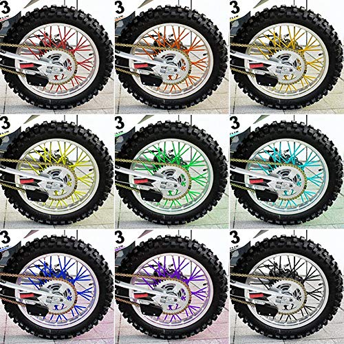 VGEBY 36Pcs Spoke Skins Cubierta del Radio de la Rueda para Motocross, Bicis de de la Suciedad - 10 Colores(Color: Fluorescente armarillo)