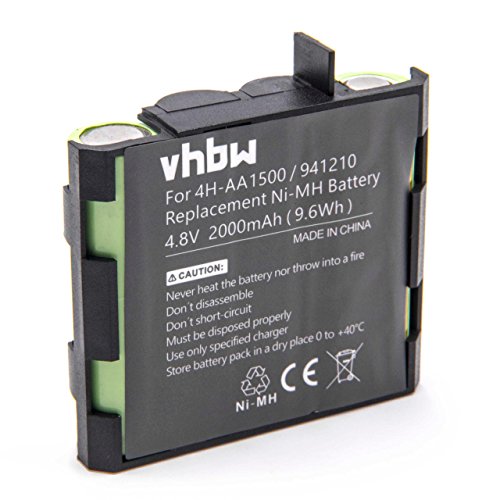 vhbw NiMH batería 2000mAh (4.8V) para tecnología médica como estimulador muscular como Compex 4H-AA2000, 941210, 941213