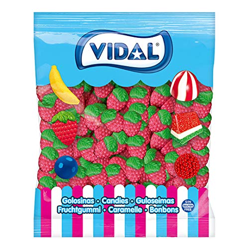 Vidal Golosinas Fresas Silvestres, Caramelo de Goma con Sabor y Forma de Fresa, Colores Verde y Rojo. Bolsa 1.5 Kg