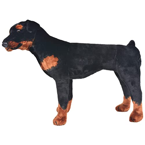 vidaXL Perro Rottweiler Peluche Pie Negro y Marrón XXL Juguete Infantil Animal