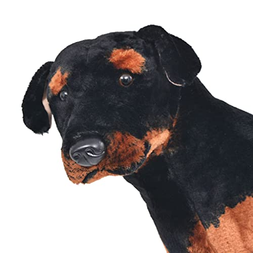 vidaXL Perro Rottweiler Peluche Pie Negro y Marrón XXL Juguete Infantil Animal