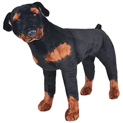 vidaXL Perro Rottweiler Peluche Pie Negro y Marrón XXL Juguete Infantil Animal