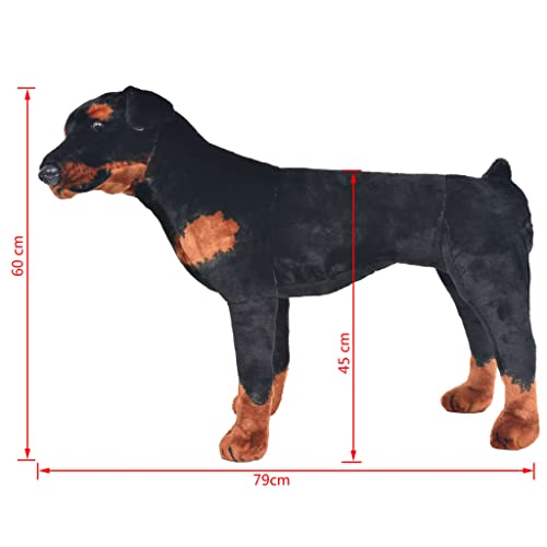 vidaXL Perro Rottweiler Peluche Pie Negro y Marrón XXL Juguete Infantil Animal