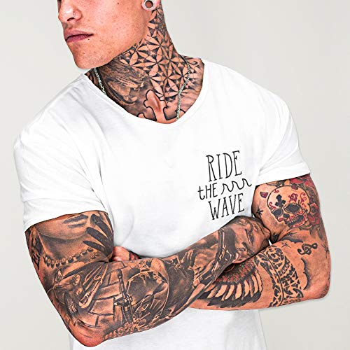 VIENTO Aloha Camiseta Cuello Abierto para Hombre (Blanco, M)