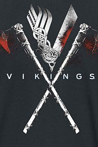 Vikings Axe To Grind Hombre Camiseta Negro M, 100% algodón, Regular