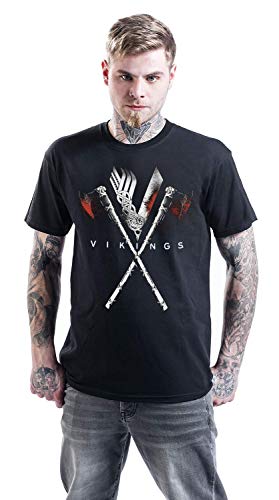 Vikings Axe To Grind Hombre Camiseta Negro M, 100% algodón, Regular