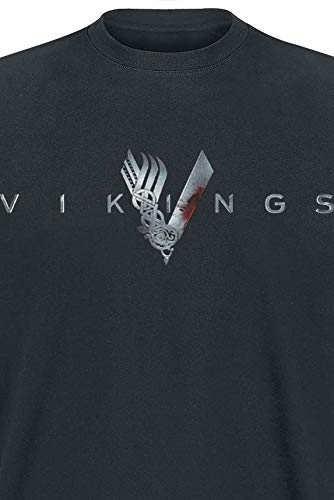 Vikings Welcome To Valhalla Hombre Camiseta Negro M, 100% algodón, Regular