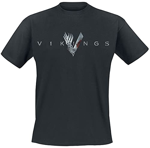 Vikings Welcome To Valhalla Hombre Camiseta Negro M, 100% algodón, Regular