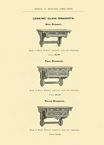 Vintage Barbershop & Salon 'Looking Glass Brackets', U.S.A, 1884. 200gsm Art Card A3 Reproducción Poster