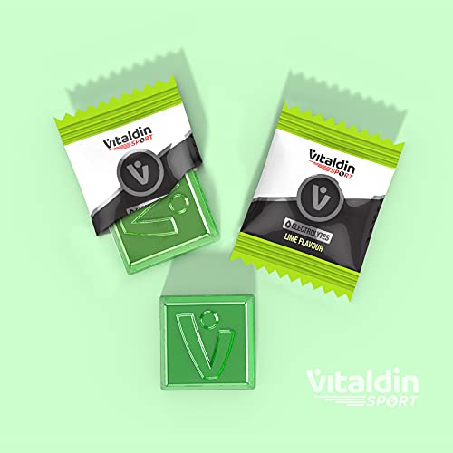 VITALDIN SPORT Power Gummies Electrolytes – Reposición de electrolitos – 120 mg Sodio, 90 mg Potasio, 20 mg Magnesio por serving + Vitamina B6 – Doypack de 30 Bites de gominola – Sabor lima – Vegano