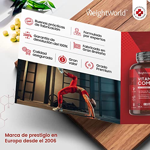 Vitamina B Complex 365 Comprimidos para 1 Año Alta Concentración Vitaminas del Grupo B Vegano - Complejo Vitamínico B con Vitamina C, Biotina, Ácido Fólico B1, B2, B3, B5, B6 y B12 Metilcobalamina