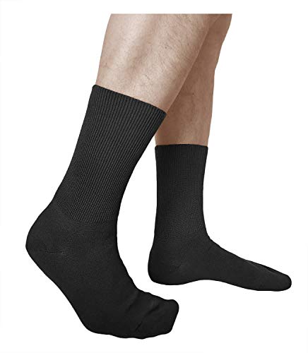 vitsocks Calcetines Extra Anchos No Aprietan Hombre (3 PARES) Piernas Tobillos Pies Hinchados, negro, 42-43