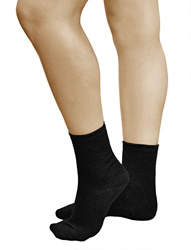 vitsocks Calcetines Lana MERINO 80% Calientes Mujer (3 PARES) Suaves Transpirables, lisos negro, 39-42