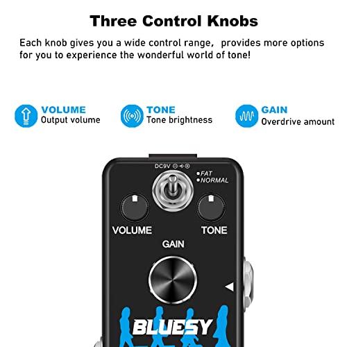 Vivlex LEF-321 Blues Overdrive Pedaleras Guitar Effects Pedal Mini Amplificador de tubo analógico Overdrive Crunch Stompbox para Bass de Guitarra Eléctrica