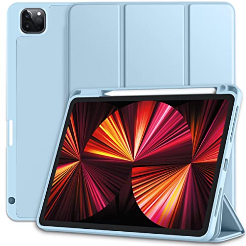 Vobafe Funda Compatible con Funda iPad Pro 11 2021/2020/2018, Triple Funda Inteligente, Compatible con Carga de Pencil 2, Activación/Suspensión Automática, Azul Claro
